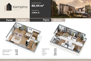 Rzut - Mieszkanie na sprzedaż 4 pokoje o powierzchni 80,44 m² - numer 5B w Kampino Park