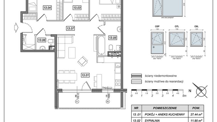 Rzut - Mieszkanie na sprzedaż 4 pokoje o powierzchni 81,64 m² - numer 8.A.13 w Urzeka bud. 8