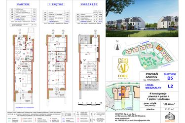 Rzut - Dom na sprzedaż 4 pokoje o powierzchni 106,46 m² - numer L2 w Fort Górczyn - Etap IV