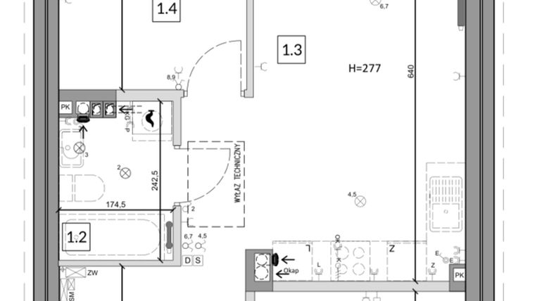 Rzut - Mieszkanie na sprzedaż 3 pokoje o powierzchni 55,19 m² - numer 30B w Osiedle Natura