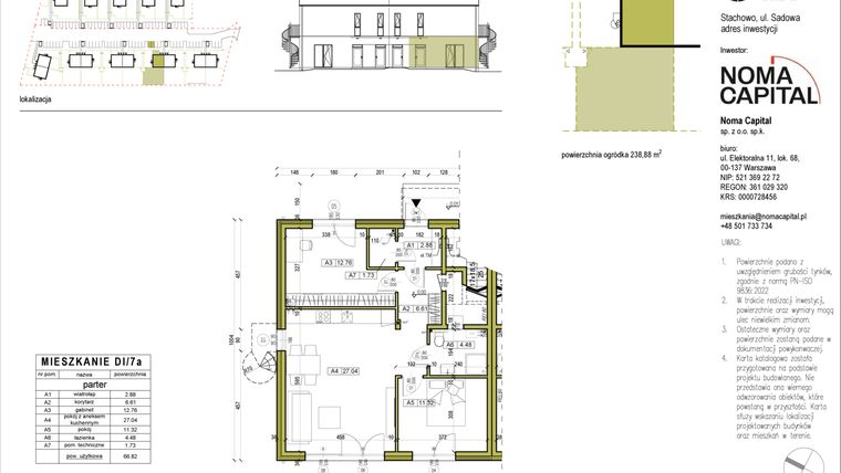 Rzut - Mieszkanie na sprzedaż 3 pokoje o powierzchni 66,84 m² - numer DI.7a w Sady Stachowo etap II