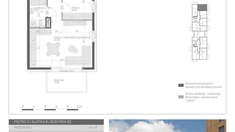 Rzut - Mieszkanie na sprzedaż 2 pokoje o powierzchni 43,44 m² - numer M-35 w Forma Augustów