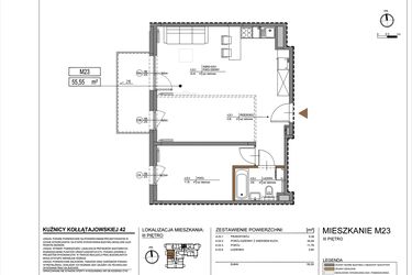 Rzut - Mieszkanie na sprzedaż 2 pokoje o powierzchni 55,55 m² - numer M23 w Kuźnicy Kołłątajowskiej 42
