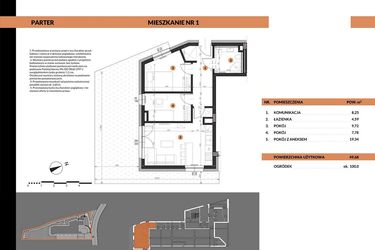 Rzut - Mieszkanie na sprzedaż 2 pokoje o powierzchni 49,68 m² - numer 1 w Buraczana 27