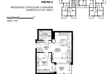 Rzut - Mieszkanie na sprzedaż 2 pokoje o powierzchni 41,93 m² - numer C2-M28 w Stacja Łódź V – etap C2