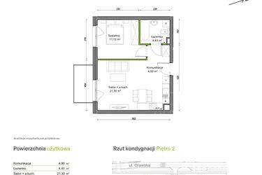Rzut - Mieszkanie na sprzedaż 2 pokoje o powierzchni 40,85 m² - numer C2/E/07 w Orawska Vita