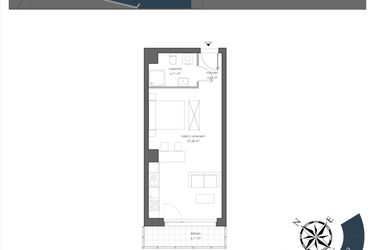 Rzut - Mieszkanie na sprzedaż 1 pokój o powierzchni 36,92 m² - numer H.309 w Nautica Resort etap III