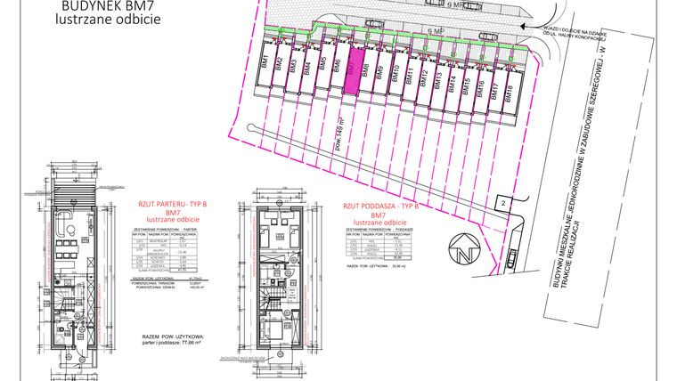 Rzut - Dom na sprzedaż 3 pokoje o powierzchni 77,66 m² - numer bm7 w Zielony Zakątek etap 2