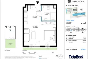 Rzut - Mieszkanie na sprzedaż 1 pokój o powierzchni 35,3 m² - numer B.0.21 w Jabłonova