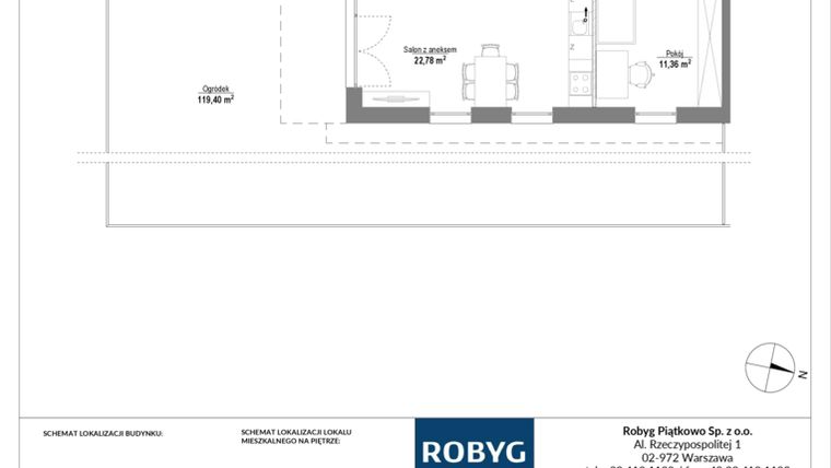 Rzut - Mieszkanie na sprzedaż 3 pokoje o powierzchni 62,07 m² - numer 0M01 w Piątkowo Residence