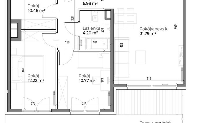 Rzut - Mieszkanie na sprzedaż 4 pokoje o powierzchni 87,17 m² - numer M34 w Vido