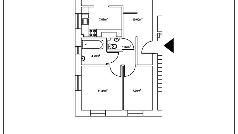 Rzut - Mieszkanie na sprzedaż 3 pokoje o powierzchni 61,83 m² - numer 5 w Apartamenty Vęgoria