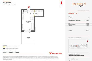 Rzut - Mieszkanie na sprzedaż 1 pokój o powierzchni 31,36 m² - numer 43 w Metro Art 13