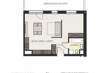 Rzut - Mieszkanie na sprzedaż 2 pokoje o powierzchni 46,24 m² - numer 5 w Osiedle Platinum III