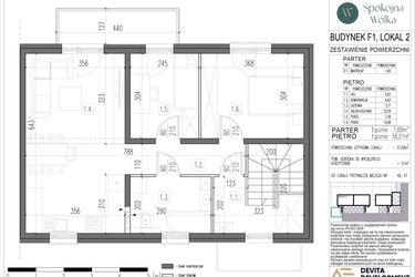 Rzut - Mieszkanie na sprzedaż 3 pokoje o powierzchni 57,66 m² - numer F1.2 w Spokojna Wólka etap V
