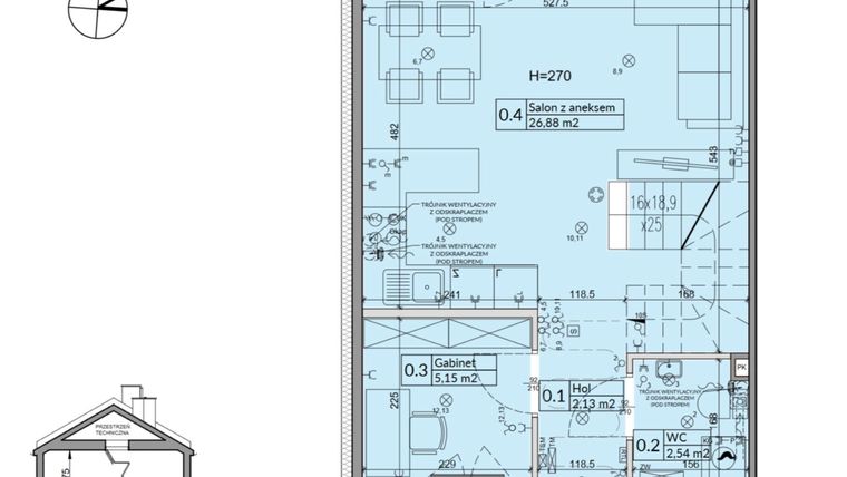 Rzut - Dom na sprzedaż 5 pokoi o powierzchni 72,7 m² - numer 23A w Osiedle Stokrotki etap 3