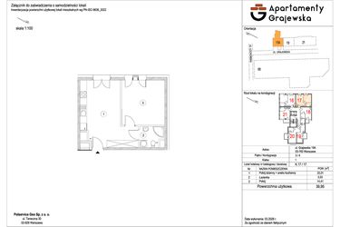 Rzut - Mieszkanie na sprzedaż 2 pokoje o powierzchni 39,93 m² - numer M-17 w Apartamenty Grajewska