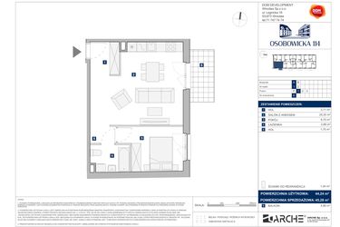 Rzut - Mieszkanie na sprzedaż 2 pokoje o powierzchni 45,28 m² - numer A.6 w Osobowicka 114
