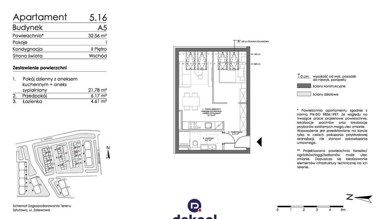 Rzut - Mieszkanie na sprzedaż 1 pokój o powierzchni 32,56 m² - numer 5.16 w Trimare