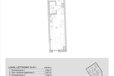 Rzut - Mieszkanie na sprzedaż 1 pokój o powierzchni 27,17 m² - numer III.A.11 w Krakowska 35 - Apartamenty Inwestycyjne