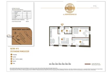 Rzut - Mieszkanie na sprzedaż 3 pokoje o powierzchni 62,17 m² - numer B1.B2.P3.M29 w Faktoria Młyn