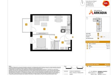 Rzut - Mieszkanie na sprzedaż 2 pokoje o powierzchni 39,33 m² - numer 36 w Osiedle Arkadia