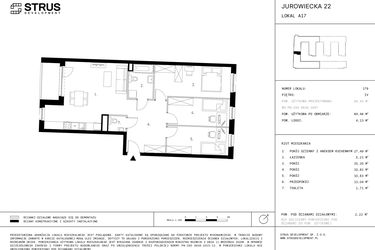 Rzut - Mieszkanie na sprzedaż 4 pokoje o powierzchni 84,46 m² - numer 4.A17-179 w Jurowiecka 22