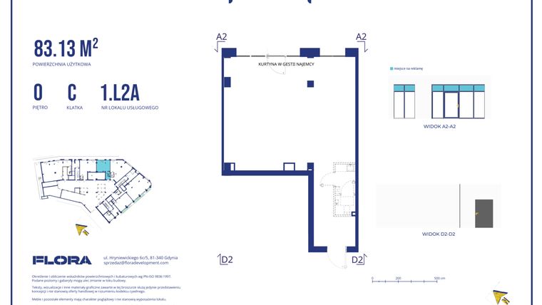Rzut - Lokal użytkowy na sprzedaż 1 pokój o powierzchni 83,13 m² - numer 1.L2a w Piotra 4