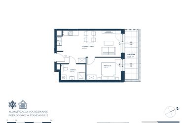 Rzut - Mieszkanie na sprzedaż 2 pokoje o powierzchni 38,29 m² - numer 29.A2 w Nadmorska Darłowo