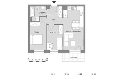 Rzut - Mieszkanie na sprzedaż 3 pokoje o powierzchni 55 m² - numer B4.3 w Osiedle Aleksandria II - budynek B