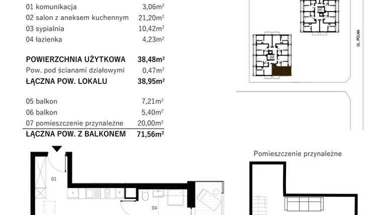Rzut - Mieszkanie na sprzedaż 3 pokoje o powierzchni 54,98 m² - numer M23 w SUNDAY Resort Ustronie Morskie II