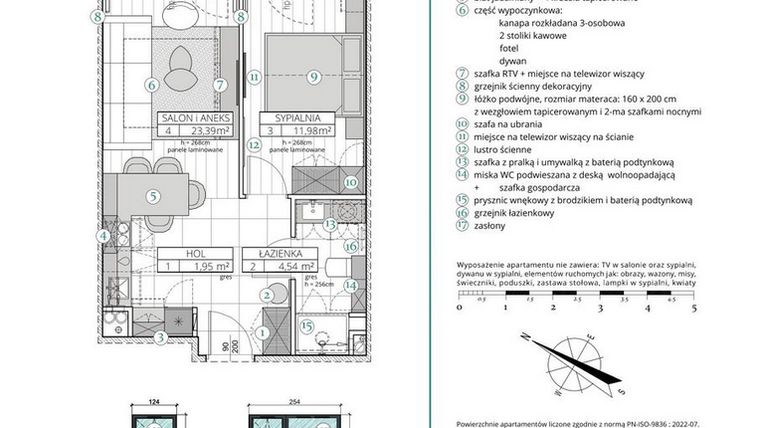 Rzut - Mieszkanie na sprzedaż 2 pokoje o powierzchni 41,86 m² - numer A.1.1 w Remedium
