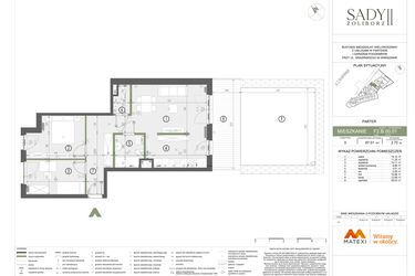 Rzut - Mieszkanie na sprzedaż 3 pokoje o powierzchni 67,01 m² - numer F2.B.00.01 w Sady Żoliborz II