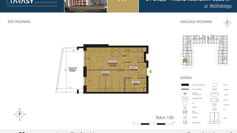 Rzut - Mieszkanie na sprzedaż 2 pokoje o powierzchni 38,86 m² - numer DM09 w Diamentowe Tarasy