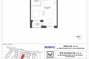 Rzut - Mieszkanie na sprzedaż 1 pokój o powierzchni 40,68 m² - numer A.3M11 w WENDY