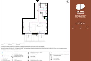 Rzut - Mieszkanie na sprzedaż 1 pokój o powierzchni 31,31 m² - numer I1.A.05.13 w Bulwary Praskie etap I i J