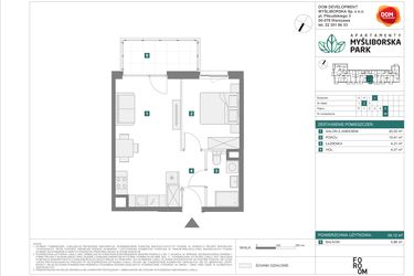 Rzut - Mieszkanie na sprzedaż 2 pokoje o powierzchni 39,12 m² - numer J48 w Apartamenty Myśliborska Park