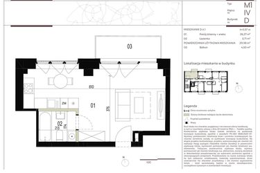 Rzut - Mieszkanie na sprzedaż 1 pokój o powierzchni 29,98 m² - numer D.4.1 w Nowa Stawowa