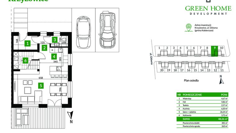 Rzut - Dom na sprzedaż 5 pokoi o powierzchni 105 m² - numer 9 w Nowe Krzyżowice II