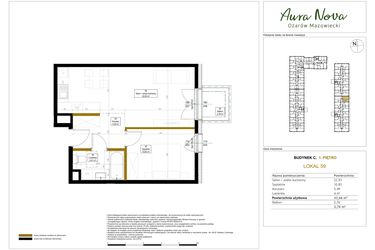 Rzut - Mieszkanie na sprzedaż 2 pokoje o powierzchni 43,66 m² - numer 59 w Aura Nova etap II