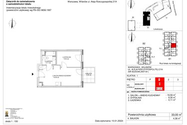 Rzut - Mieszkanie na sprzedaż 1 pokój o powierzchni 33 m² - numer 8 w RZ21