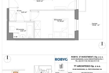 Rzut - Mieszkanie na sprzedaż 2 pokoje o powierzchni 36,29 m² - numer SU3/A/0/1 w Sady Ursynów III