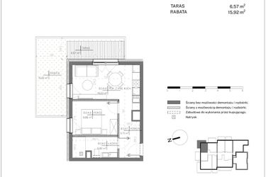 Rzut - Mieszkanie na sprzedaż 2 pokoje o powierzchni 37,61 m² - numer B.0.4 w Polanka 21