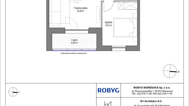 Rzut - Mieszkanie na sprzedaż 2 pokoje o powierzchni 38,25 m² - numer B.1M08 w Leszczyńskich 2