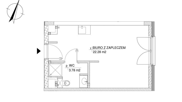 Rzut - Lokal użytkowy na sprzedaż 1 pokój o powierzchni 26,06 m² - numer 50 w RZ21