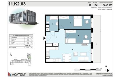 Rzut - Mieszkanie na sprzedaż 3 pokoje o powierzchni 70,94 m² - numer 225 w Langiewicza 37