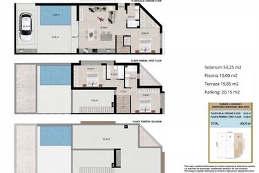 Rzut - Dom na sprzedaż 3 pokoje o powierzchni 145,7 m² - numer 3 w Domy szeregowe w San Javier - 36609957