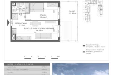Rzut - Mieszkanie na sprzedaż 2 pokoje o powierzchni 35,76 m² - numer 83. w Osiedle Parkowa etap B