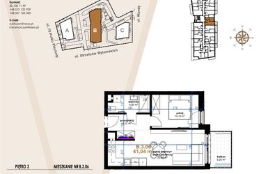 Rzut - Mieszkanie na sprzedaż 2 pokoje o powierzchni 41,04 m² - numer VB.3.06 w Vanda Park