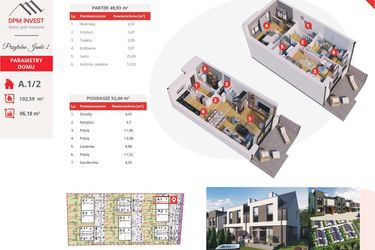 Rzut - Dom na sprzedaż 4 pokoje o powierzchni 102,5 m² - numer A.1/2 w Osiedle Przytulne Janki II etap 2